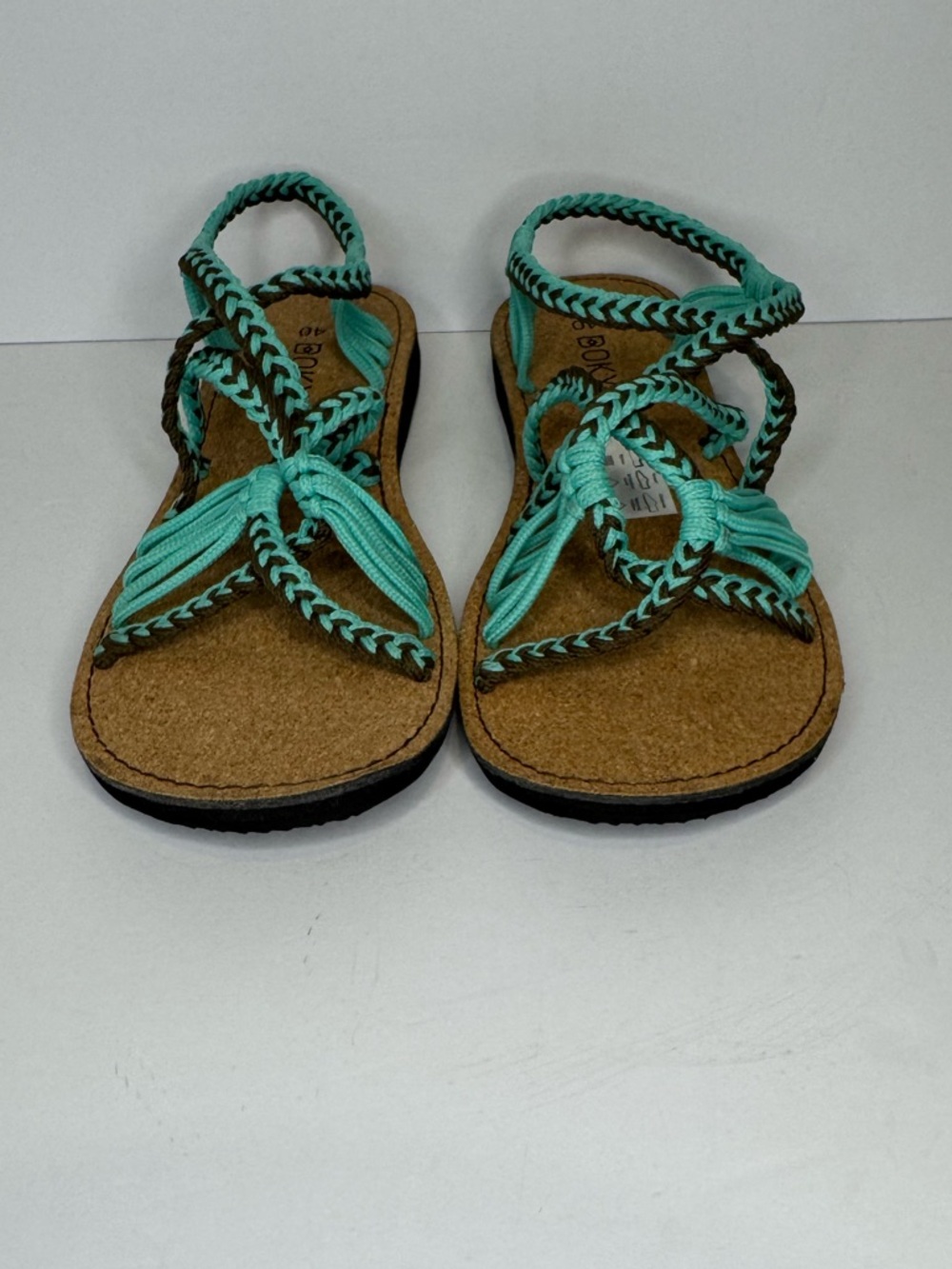 Bokyna Teal Braided Barefoot Sandals Size 40 NEW Boho Beach Festival Cork